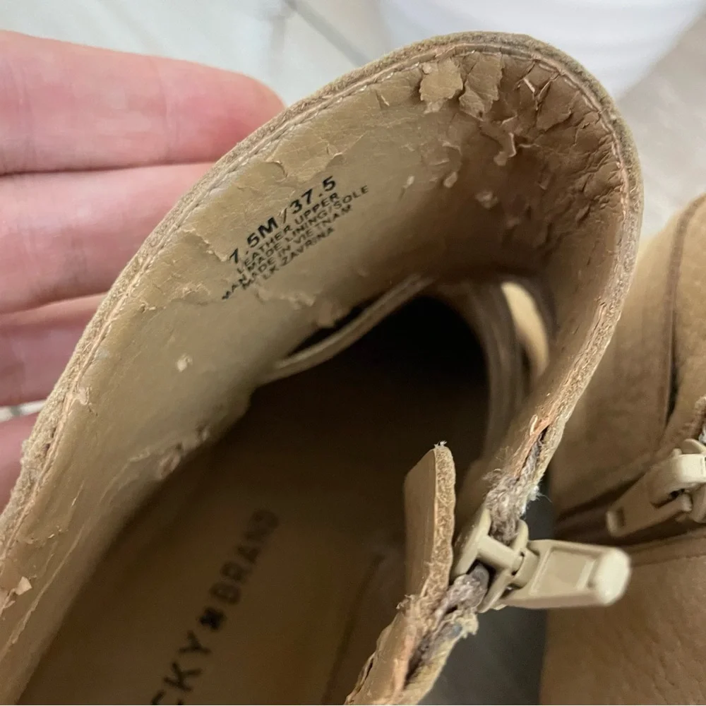 Lucky Brand Genevie Leather Lace Up Open Toe Block Heel Sandals‎